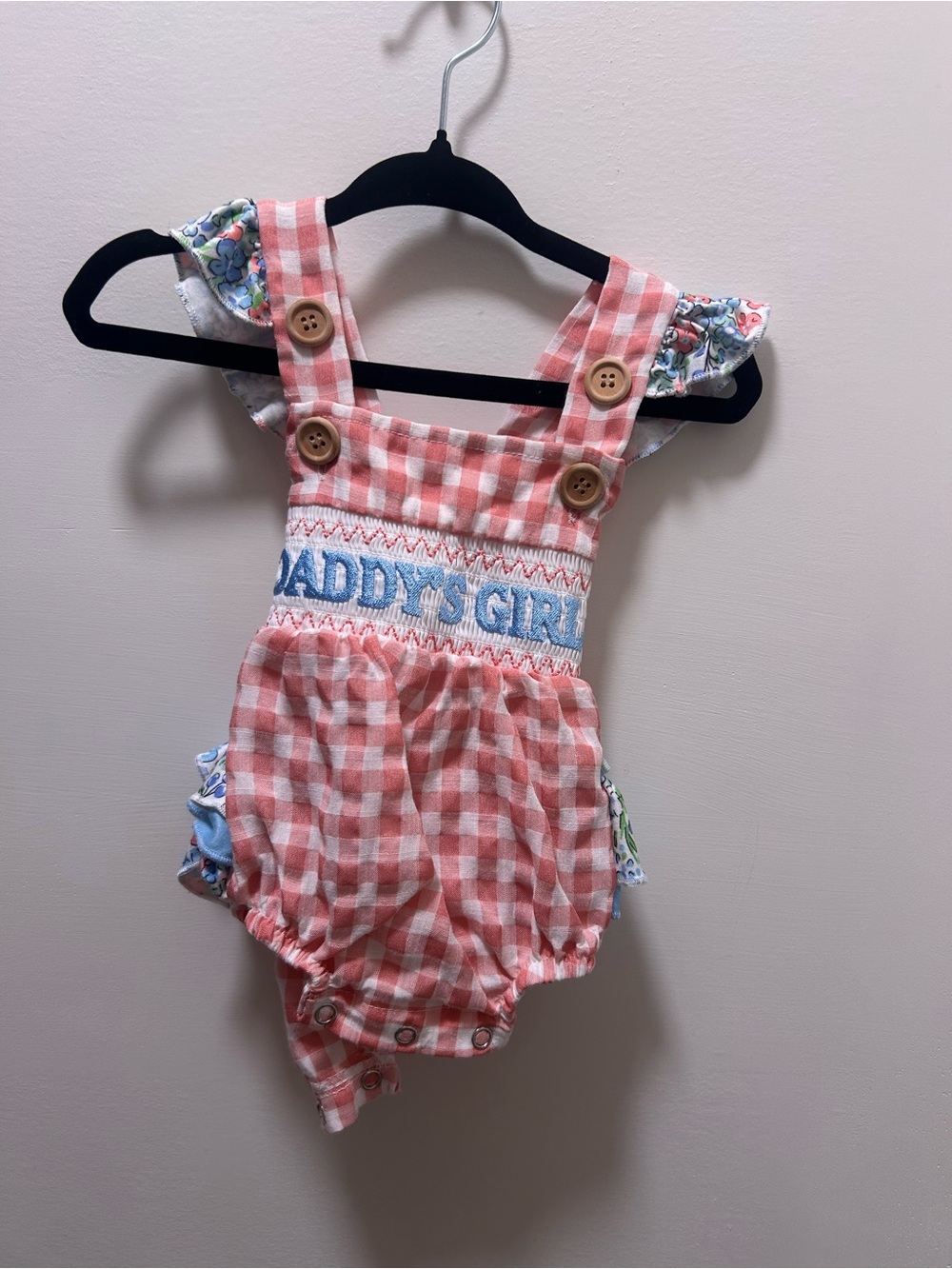 Daddy's Girl Pink Gingham Baby One-Piece Romper